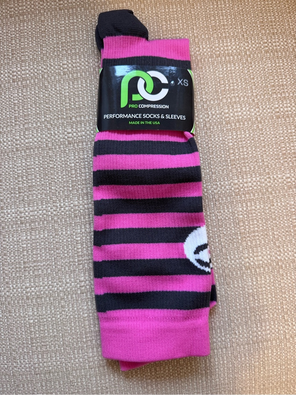 Pro Compression Women's Performance Socks - Pink & Black Stripes